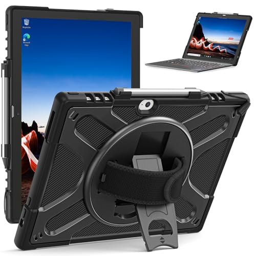 Protection Lenovo Thinkpad X12 antichoc Junfire avec support rotatif et poignée main
