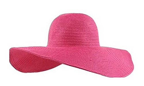 Monkeybrother 1 Stück. Frau Hand gehäkelte Bohemia Wide Rand aufrollbare Strohhut Sonnenhut (Rose rot) Cover