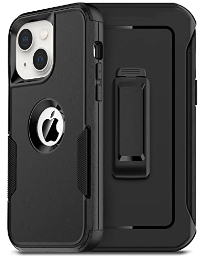 HayyaCase for iPhone 15 Case with Belt Clip : Heavy Duty Military Grade Drop Protective Case with Belt Clip [2X Screen Protectors ] for iPhone 15 6.1 Black