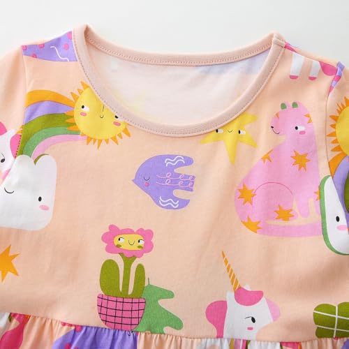 BeiVSlley Baby Girls Cotton Dress - Short Sleeve Toddler Summer Dresses, Kids Comfy Twirl A-Line Sundress for 2-7T3