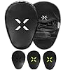 FightX Curved Boxing Mitts and Pads Leather Boxing Training Equipment MMA Focus Kickboxing Muay Thai Punch Speed Training Boxing Pads for Kids, Men & Women (White)