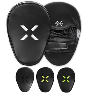 FightX Curved Boxing Mitts and Pads Leather Boxing Training Equipment MMA Focus Kickboxing Muay Thai Punch Speed Training Boxing Pads for Kids, Men & Women (White)