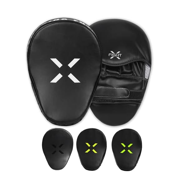 FightX Curved Boxing Mitts and Pads Leather Boxing Training Equipment MMA Focus Kickboxing Muay Thai Punch Speed Training Boxing Pads for Kids, Men & Women (White)