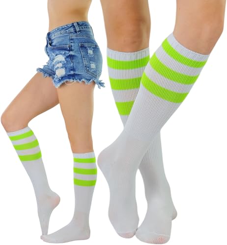 Image of ToBeInStyle Women's Premium Below Knee Athletic Socks w /Contrasting Wide Stripes