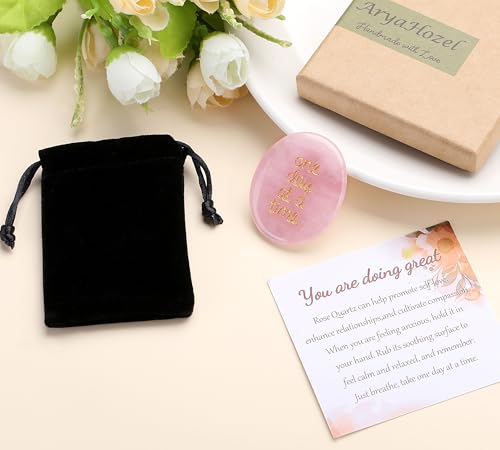 QINJIEJIE Worry Stone Rose Quartz Thumb Stones Healing Crystals Anxiety Relief for Adults Small Gifts Crystals Spiritual Crystal Gifts for Women Mindfulness Pink Mothers Day Gifts for Mum - Image 2