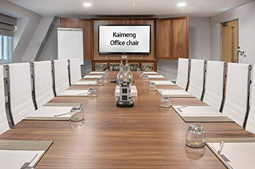 Kaimeng Ribbed Office High Back Pu Leather Desk Adjustable Swivel Task Computer Chair With Armrest For Conference Study Leisure, White #TOP5