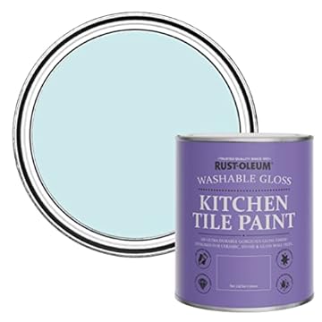 Rust-Oleum Blue Water-Resistant Kitchen Tile Paint in Gloss Finish - Duck Egg 750ml