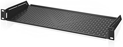 AC Infinity Vented Cantilever 1U Universal Rack Shelf, 8" Deep, for 19" equipment racks. Heavy-Duty 2.4mm Cold Rolled Steel, 50lbs Capacity.