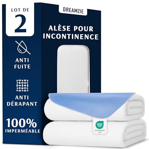 Dreamzie Protege Matelas 50 x 70 cm - Absorbant et Imperméable - Couvre Matelas Lavable pour Incontinence- Lot de 2