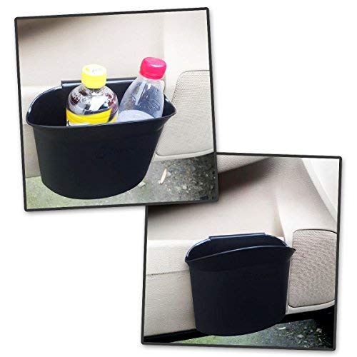 Zone Tech Portable Hanging Mini Car Garbage Can – Classic Black Trash Can - Premium Quality Automotive Universal Traveling Portable Car Trash Can Wastebasket for Cars, Office, Home (2-Pack)