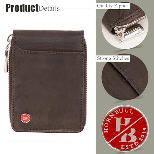 Image of HORNBULL Steve Coffee Brown RFID Blocking Leather Wallet for Men | Vertical Credit Debit Card Holder