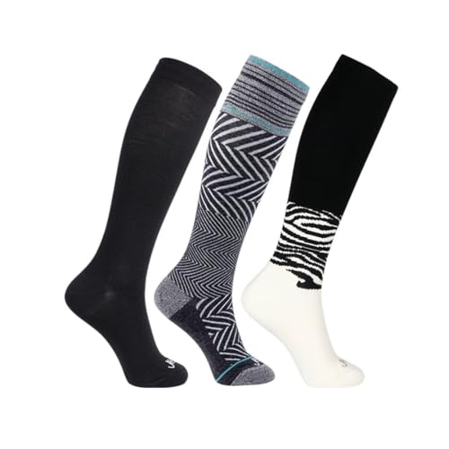 ja vie JAVIE Zebra Merino Wool Compression Socks for Men & Women (15-20mmHg), Knee-High Stockings Seamless Toe for Running