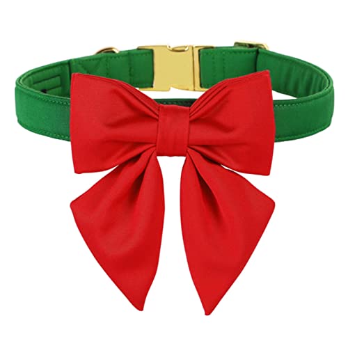 Image of Unique Style Paws Hot Pink Dog Collar with Bow Tie Set for Small Medium Large Dog Wedding Pet Collar