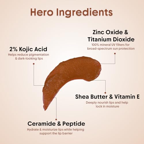 Image of Aravi Organic Nude Cocoa Lip Balm SPF 50 PA++++ | Lip Balm for Dark, Dry & Pigmented Lips | Kojic Acid, Ceramide & Peptide | Brightening, Hydrating & Sun Protection Lip Balm for Women & Men - 5g