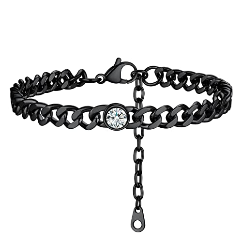 PROSTEEL Womens Anklets Foot Jewelry Stainless Steel April Birthstone Gold Ankle Braclet Cuban Links Bracelets -  Prosteel Jewelry, PSA40044K-4-8