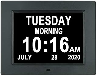 Johnziny 2022 Newest Version 8 INCH Digital Day Calendar Clock 8 Alarm Reminders Auto-Dimming Extra Large Day Date Month Dementia Clocks for Seniors Elderly Vision Impaired Memory Loss