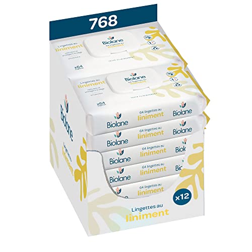 BIOLANE – Toallitas para bebé con linimento – Lote de 12 x 768 – Limpieza diaria – Suave y eficaz – desde el nacimiento – Calidad francesa