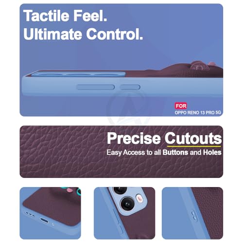 Image of AESTMO Back Case Cover for Oppo Reno 13 Pro 5G Back Cover | 3D Cat Cover | Leather Finish | Full Body Protection | Camera Protection Back Cover for Oppo Reno 13 Pro 5G (Purple)