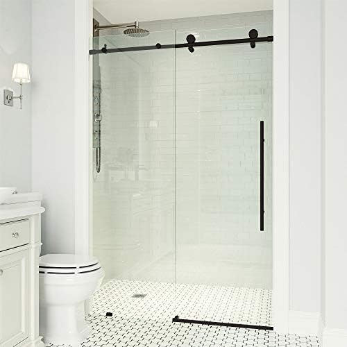 VIGO Elan E-Class Adjustable 64-68 in. W x 76 in. H Frameless Sliding Rectangle Shower Door with Clear Tempered Glass and Matte Black Stainless Steel Hardware with Reversible Handle - VG6021MBCL6876
