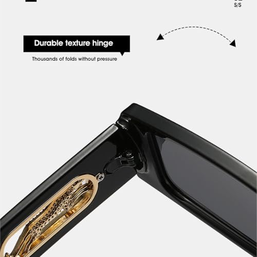 Lunettes de soleil rectangle en métal pour femme style vintage chic - 5