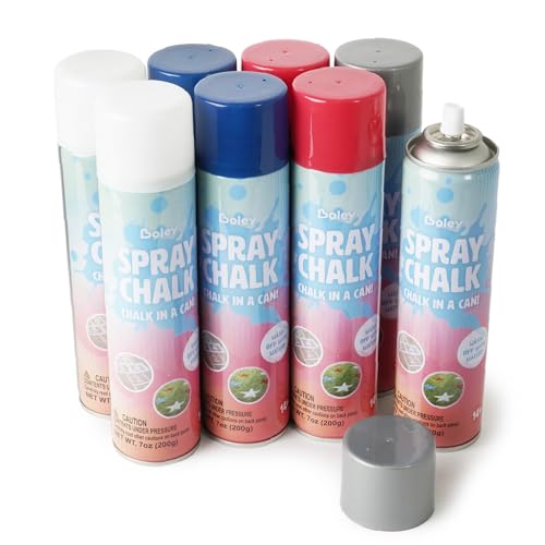 Boley 8-Pack Spray Chalk, 7 oz Each - Red, White, Blue, and Silver Colors &ndash; Patriotic American...