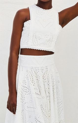 Image of Women's 2 PCS Lace Holes Tank Tops Bodycon Skirts Sexy Nightclub Party Dress Outfits Set
