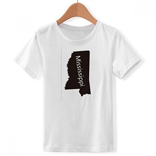 T-shirt blanc garçon col ras du cou motif carte Mississippi taille XL
