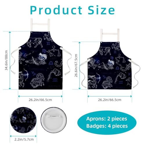 Tablier de cuisine avec broches zodiaque constellations x2 - 2