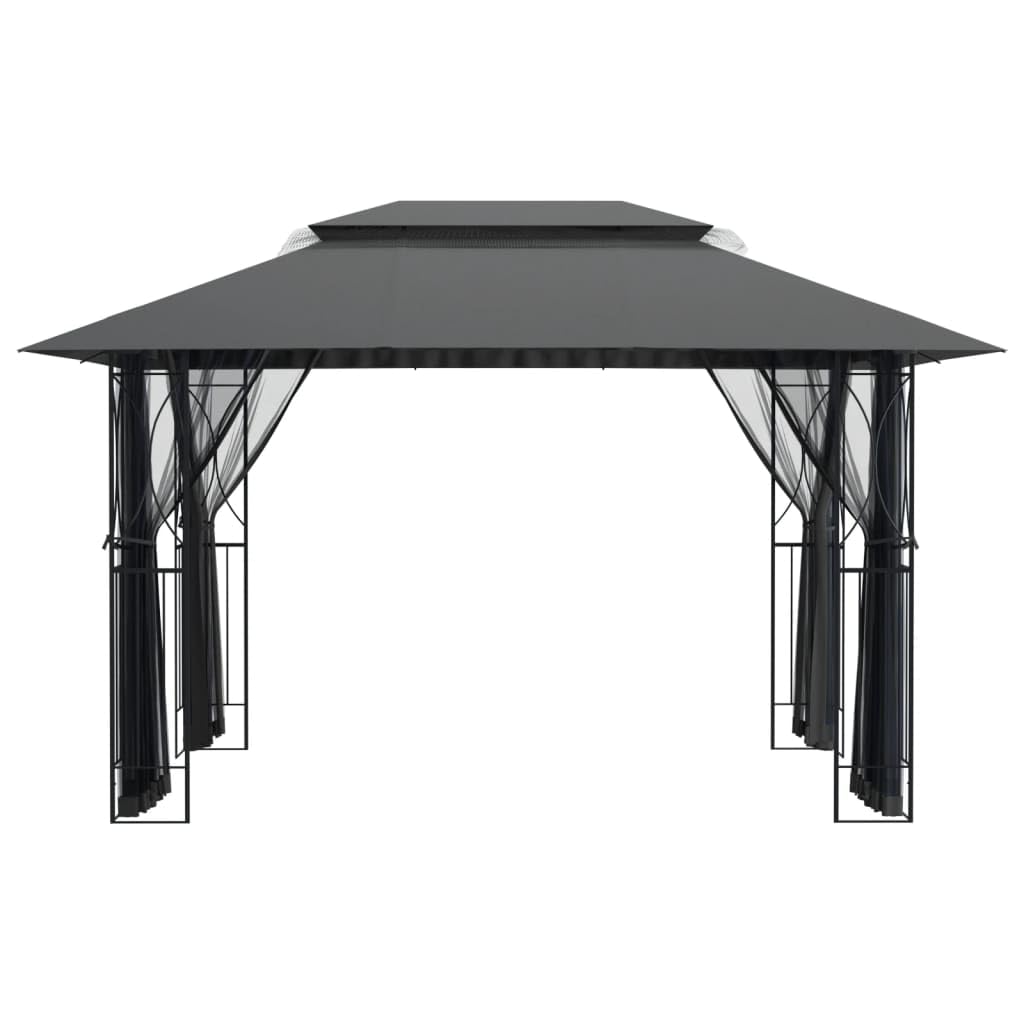 Carpa con paredes laterales, antracita, 400 x 300 x 270 cm, acero, carpa para fiestas, jardín, exterior, impermeable, resistente a la intemperie con protección UV