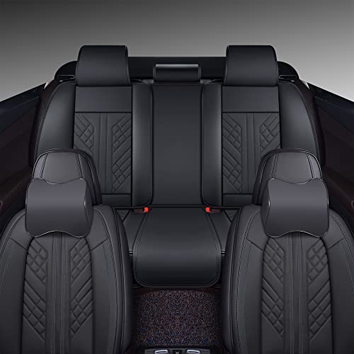 Image of GXT Deluxe Faux Leather Full Coverage Car Seat Cover Anti-Slip Universal Fits for Sedans SUV Pick-up Truck with Headrests,Interior Accessories(Black)