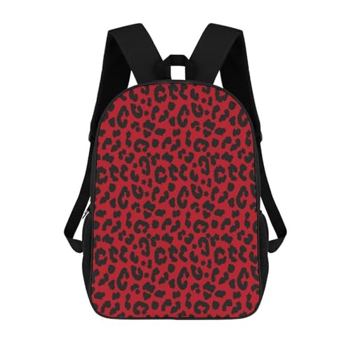 Red Leopard Skin Pattern Backpack Simple Leisure Travel Backpack Outgoing Daypack 17 Inch