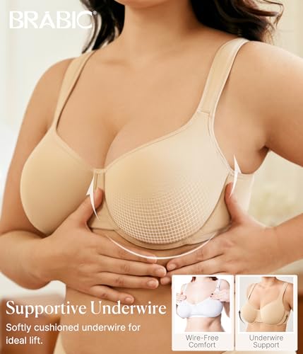BRABIC Minimizer Bras for Women Full Coverage with Supportive Underwire Unlined Plus Size Seamless Bra for Heavy Breast2