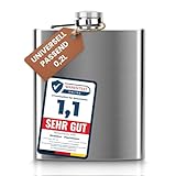 Oramics 200ml Flachmann aus Edelstahl - Rostfreier, extra flacher Taschenflachmann 7oz. - Geschenkidee für den Mann, Trauzeugen Geschenk und perfekt für Junggesellenabschiede