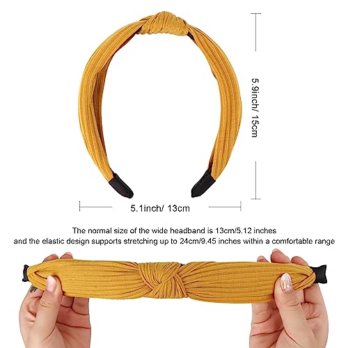 Image of DRESHOW 8 Pack Knotted Headbands for Women Wide Turban Headband Yoga Exercise Ribbing Hair Hoop Hair Bands Accessories