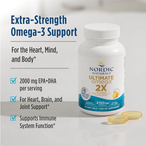 Image of Nordic Naturals Ultimate Omega 2X | 2150 Mg Omega 3 Fish Oil Supplement EPA And DHA | For Optimum Wellness & Brain, Heart Health | Lemon Fish Oil For Men And Women | 60 Softgels