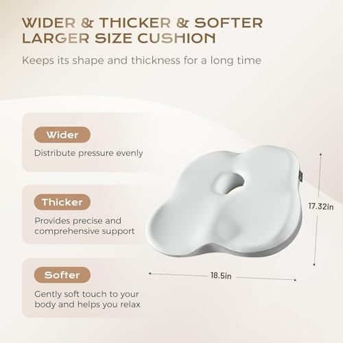 Image of Coverado Seat Cushion for Car Truck Driver, Ergonomic Memory Foam Chair Cushions for Sciatica & Tailbone Pain Relief Cushion Butt Cushion for Long Sitting, Driver Office Seat Cushion Gray&Light Gray