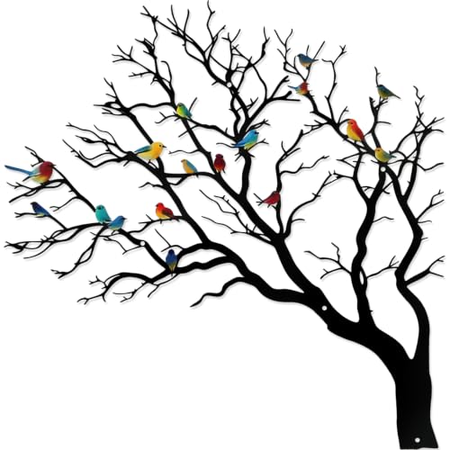 Escultura metal pájaro YIYA de 47 cm para decorar paredes vacías sin recargar
