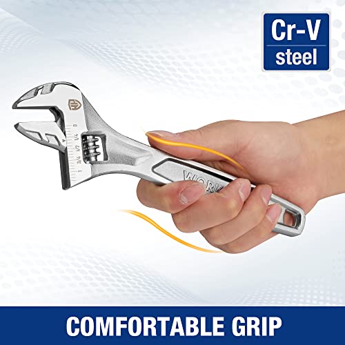 Workpro Adjustable Wrench, 8-Inch Heavy Duty Spanner With Inch/Metric Scale thumb #1