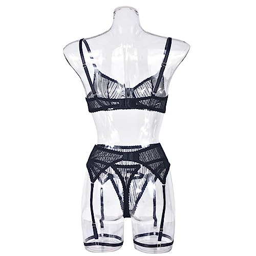 Lingerie érotique à rayures transparentes en maille extensible