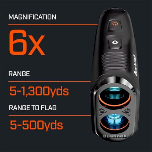 Image of Bushnell Golf Tour V7 Shift Laser Rangefinder Bundle - Slope Technology, Dual Color Display, Yardage Range Recall, 1300-Yard Range & 6X Magnification with PlayBetter Microfiber Towel & CR2 Battery