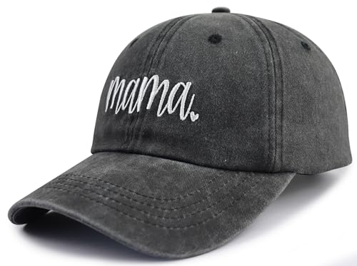 SHANVANKE Funny Mama Hat for Women, Adjustable Washed Cotton Embroidered Mom Baseball Cap