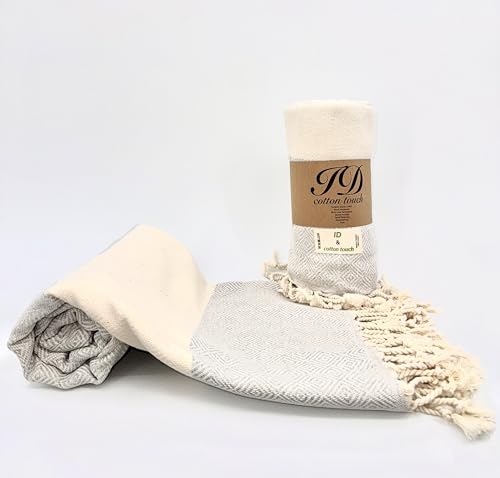 100% Cotton Turkish Beach Towels Great for Beach, Bathroom Towels Adult Travel Essentials Cruise Accessories Vacation Yoga Mat Soft Feel High Absorbent Sand Free Quick Dry (Diamond Gray)