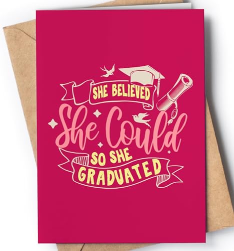 Graduation card for her | Inspirational card with envelope for women, daughter, sister… | Original congratulatory present for a Class of 2025 graduate | She Graduated