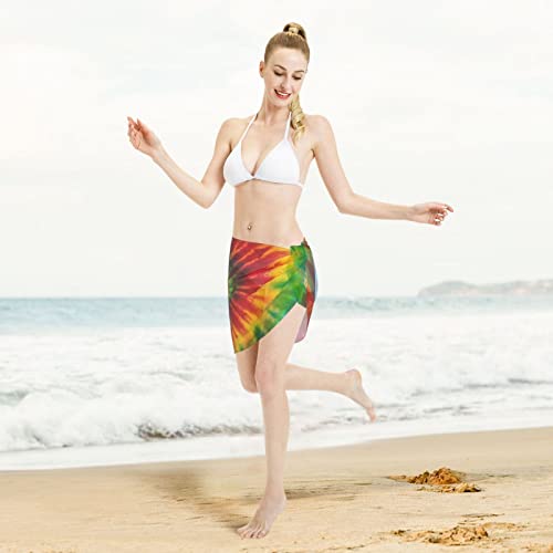 Bassyil Tie Dye Women Short Sarong Beach Wrap Sheer Bikini Chiffon Swimsuit Cover Up Skirt For Swimwear #TOP3