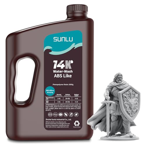 Image of SUNLU 14K Water-Wash ABS Resin 3000g, High Precision for Miniatures, Water-Washable & Tougher Than ABSLIKE Resin, Fast Curing for LCD /DLP /SLA 3D Printers, 3KG Grey