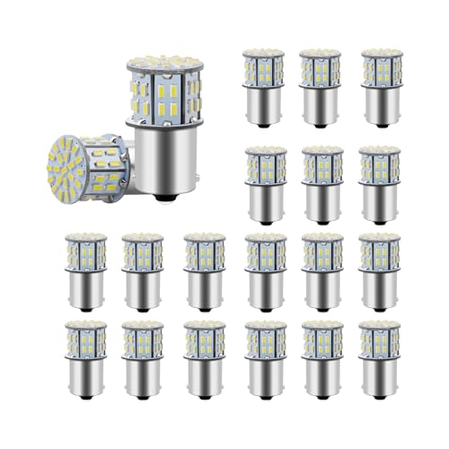 Gasedin 20 PCS 1156 Car LED Bulb 1141 1003 1156 7506 BA15S High Brightness LED Bulbs Replacement 12 Volt Bulb for RV Camper Trailer Boat Trunk Interior Lights Car Accessories (White)
