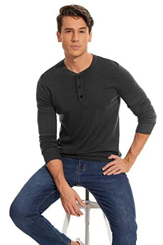 NITAGUT Mens Slim Fit Pullover Sweaters Long Sleeve Knitted Fabric Henley Sweater3