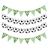 Fußball Banner Geburtstag: 4 Stück Fußball Banner & Girlande Set – Fussball Deko mit Wimpelkette für Kinder Party & Fußball Fan