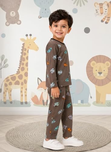 Image of 3BROS Cotton Bodysuit Dress with Full Pajama and Full Sleeves Night Suit Top Combo Set for Boys & Girls Baby Home Wear and Sleepwear Pack of 1