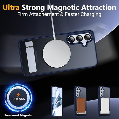 Image of SPIDERCASE Magnetic for Samsung Galaxy S25 Case,[3 Stand Ways][ Military Grade Drop Protection] with Invisible Stand Shockproof Slim Case for Samsung Galaxy S25 6.2 inch,Blue